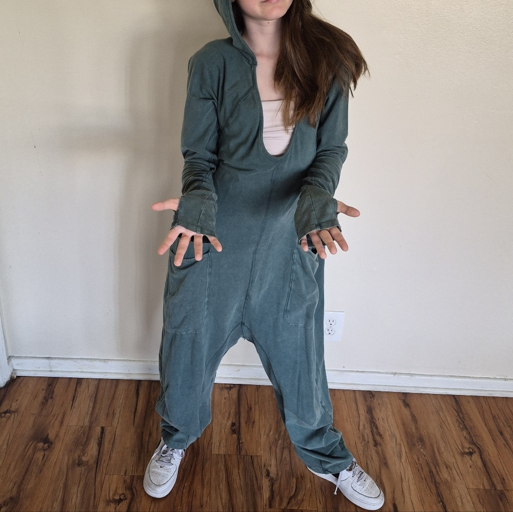 Free People Movement Jumpsuit Womens Small Hooded One Piece Yoga Lounge Boho